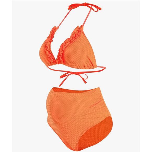 Women's Maternity Three Piece Bikini Coverup Textured Swimsuit M Medium NWOT - Picture 2 of 12